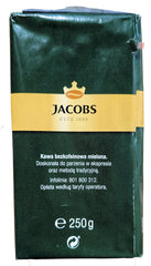 Jacobs Kronung Decaf 250g next to scale to show accurate bag weight