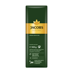 Jacobs Kronung label detail showing origin Germany and product information for transparency