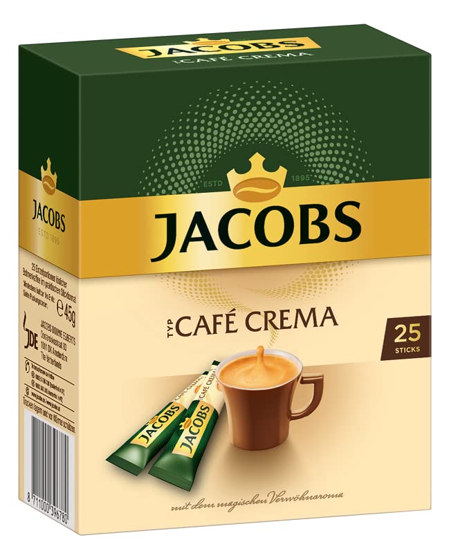 Jacobs close-up of instant granules on a stick, highlighting quick dissolve benefit