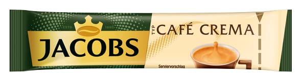 Jacobs open stick poured into a cup of hot water, demonstrating fast preparation
