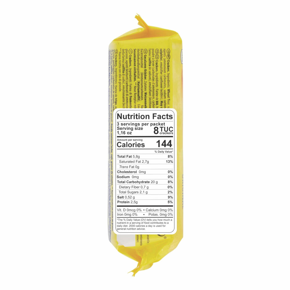 Jacobs Tuc multiple 100g sleeves stacked highlighting convenient five-pack supply