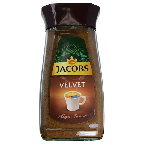 Jacobs Velvet jar front view showing label and generous size for convenience