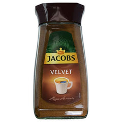 Jacobs Velvet jar front view showing label and generous size for convenience