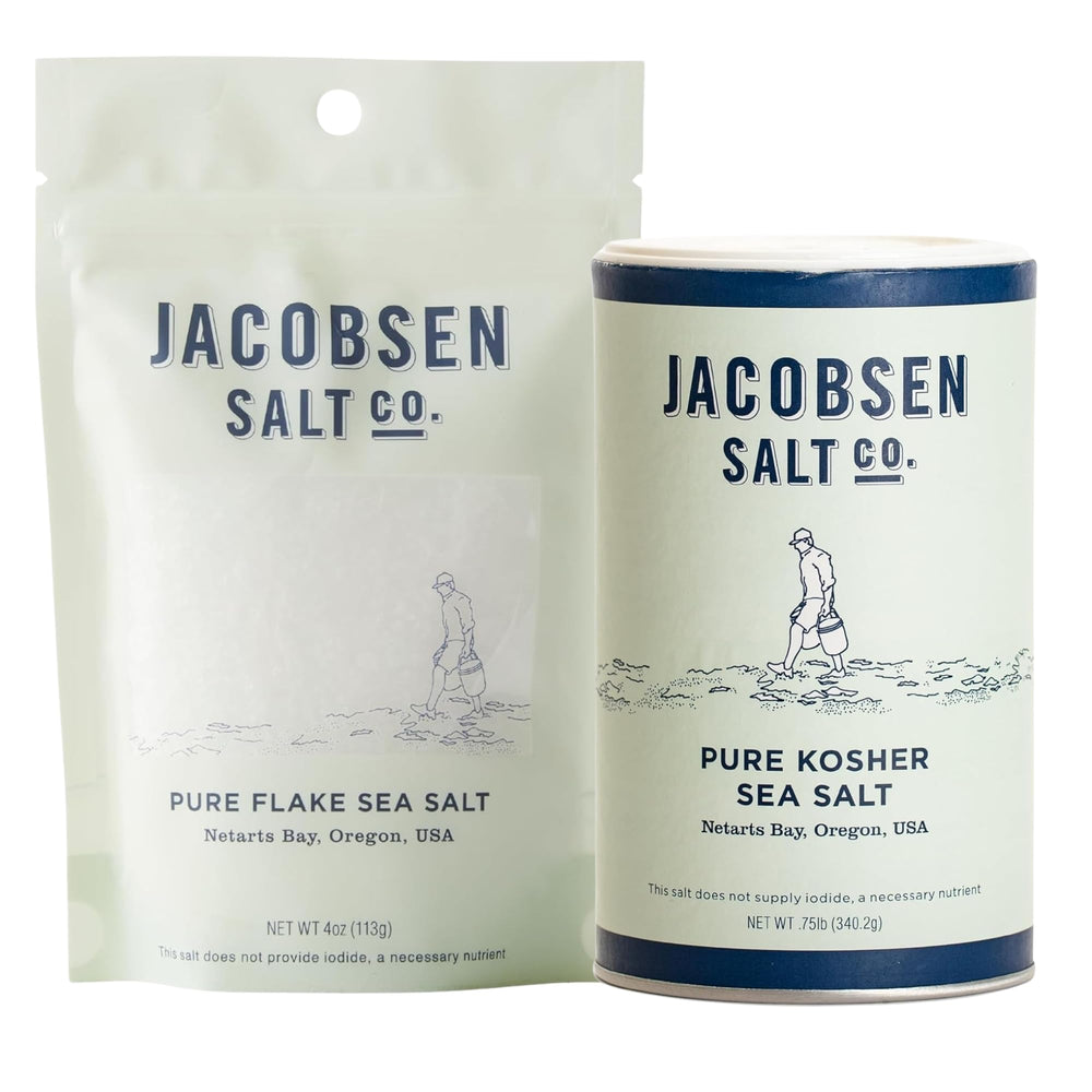 Jacobsen front packaging showing two sea salt jars and premium gift appeal