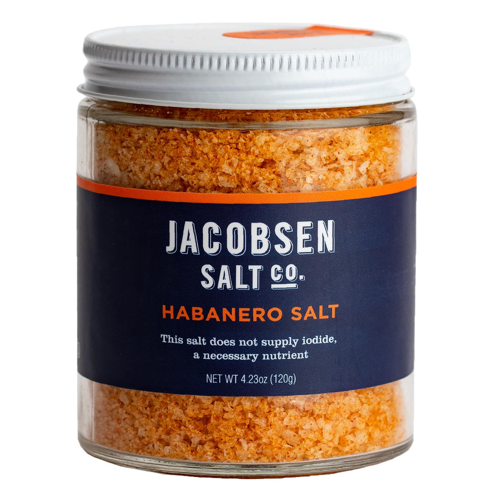 Jacobsen Salt Co. jar front label showing habanero salt and brand for gifting