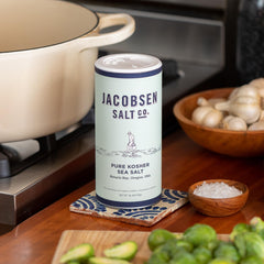 Jacobsen Salt Co. sprinkling on steak adding visible finish and flavor