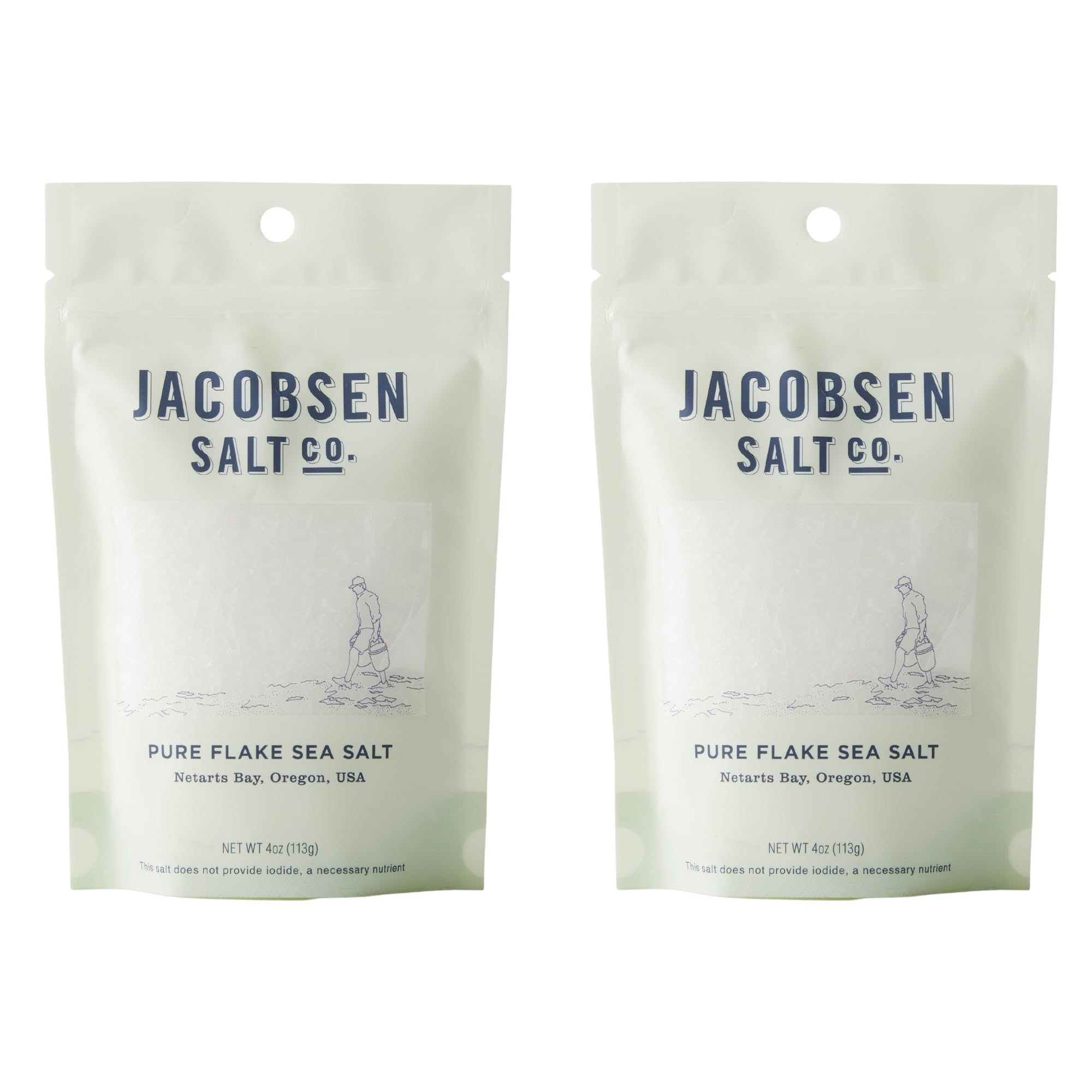 Jacobsen Salt Co. front packaging showing two 4 oz jars and branding benefit: great gift