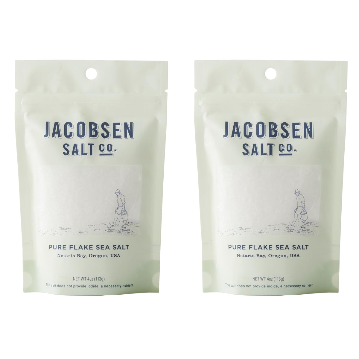 Jacobsen Salt Co. front packaging showing two 4 oz jars and branding benefit: great gift