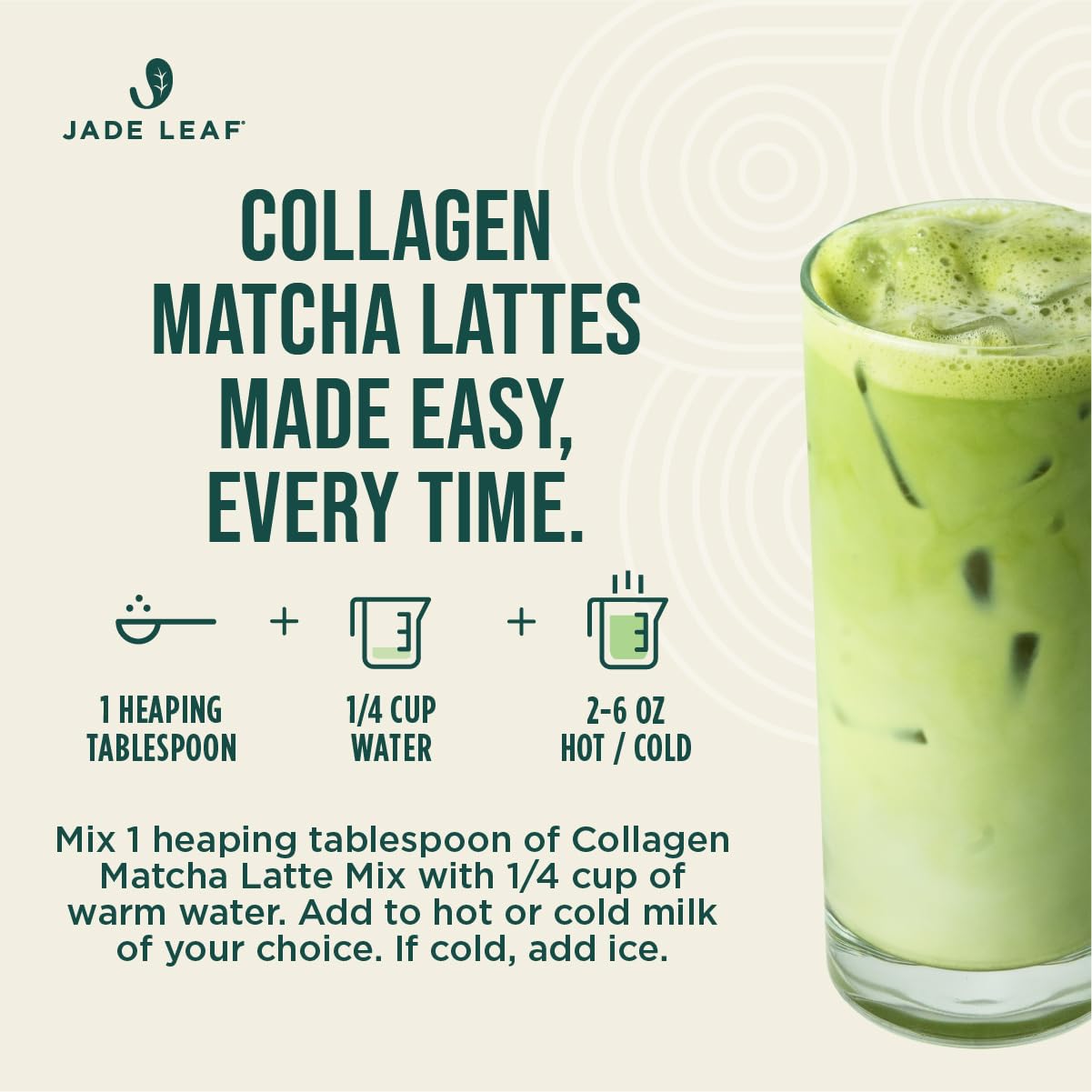 Jade Leaf matcha latte in ceramic mug with foam, showing creamy froth and café-style appeal