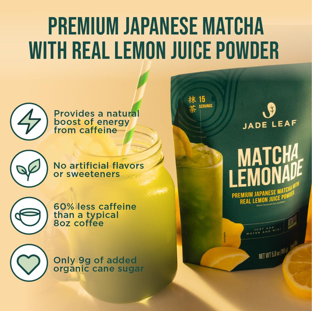 Jade Leaf Matcha prepared jar of matcha lemonade ready to drink and refresh