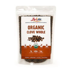Jai Ho front packaging of 16 oz organic whole cloves showing resealable pouch and brand