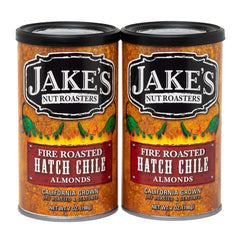 Jake's Nut Roasters front can showing hatch chile label and resealable lid, convenient storage