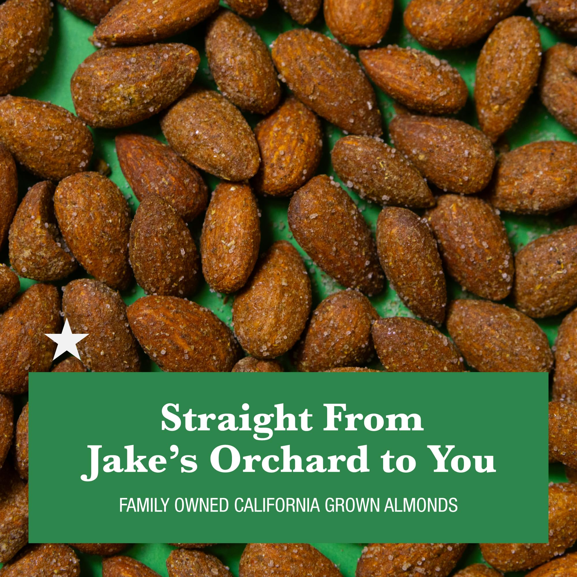 Jake's Nut Roasters open can top view displaying whole almonds ready to snack