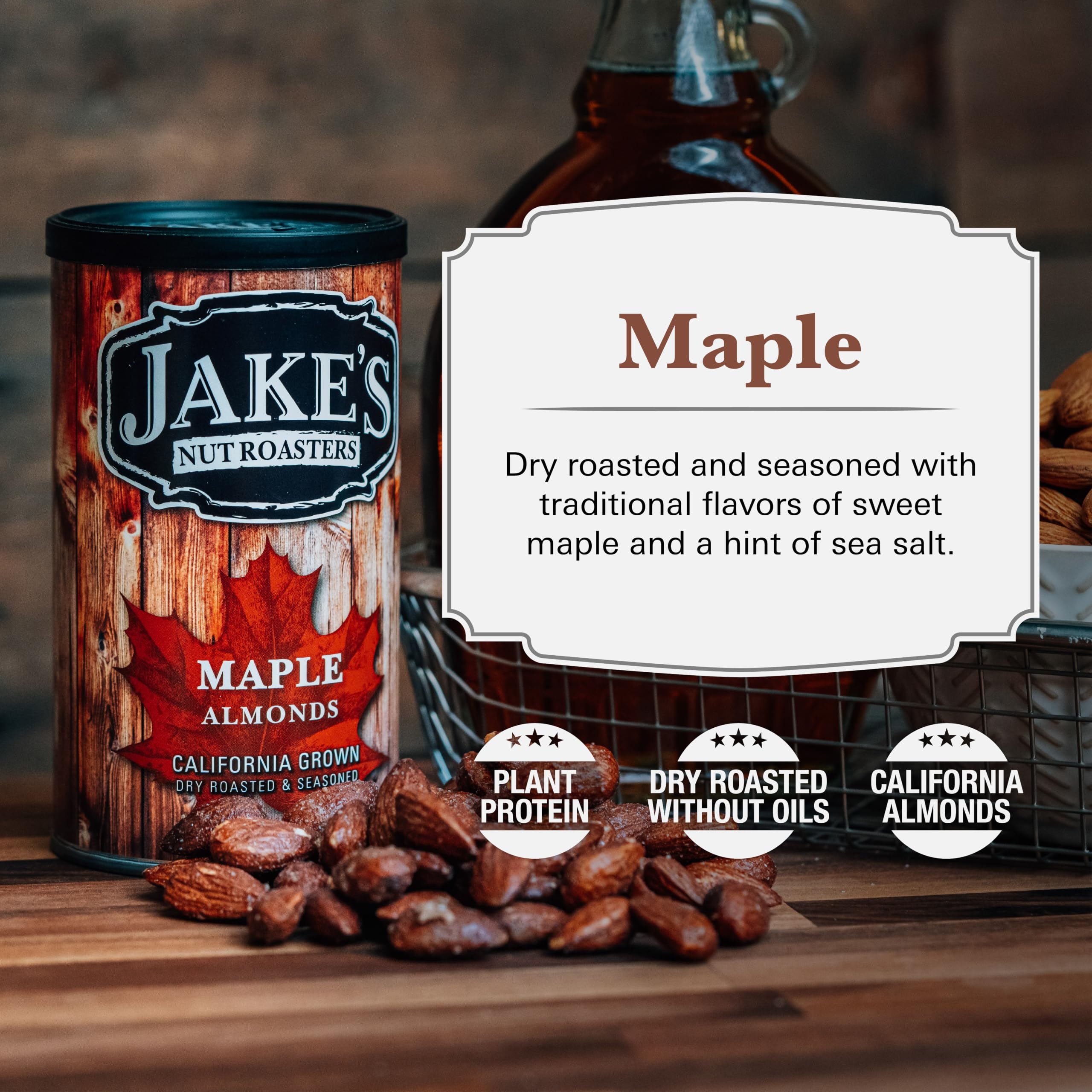 close-up of maple-coated almonds by Jake's Nut Roasters showing texture and glaze
