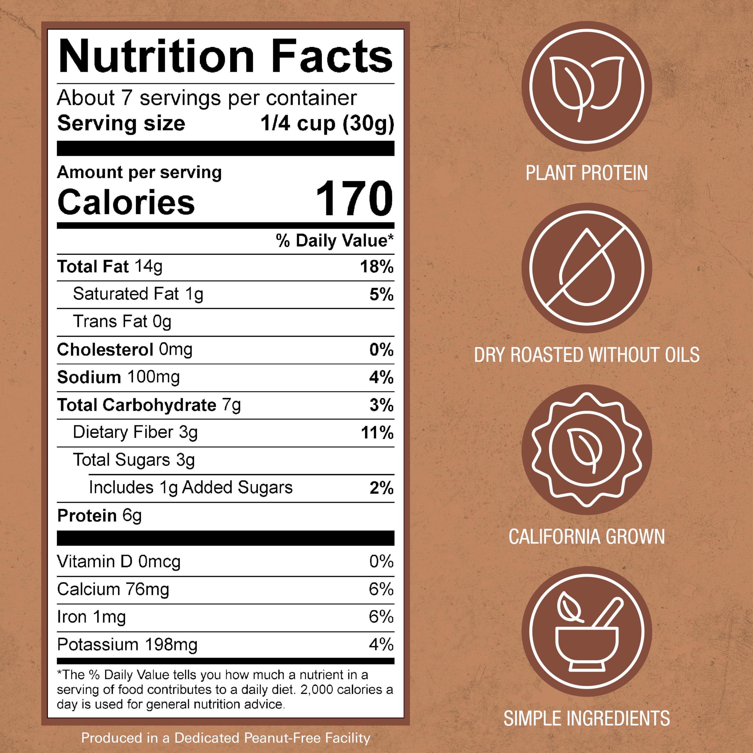 Jake's Nut Roasters open can with visible almonds, emphasizes freshness and crunch