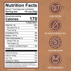 Jake's Nut Roasters open can with visible almonds, emphasizes freshness and crunch
