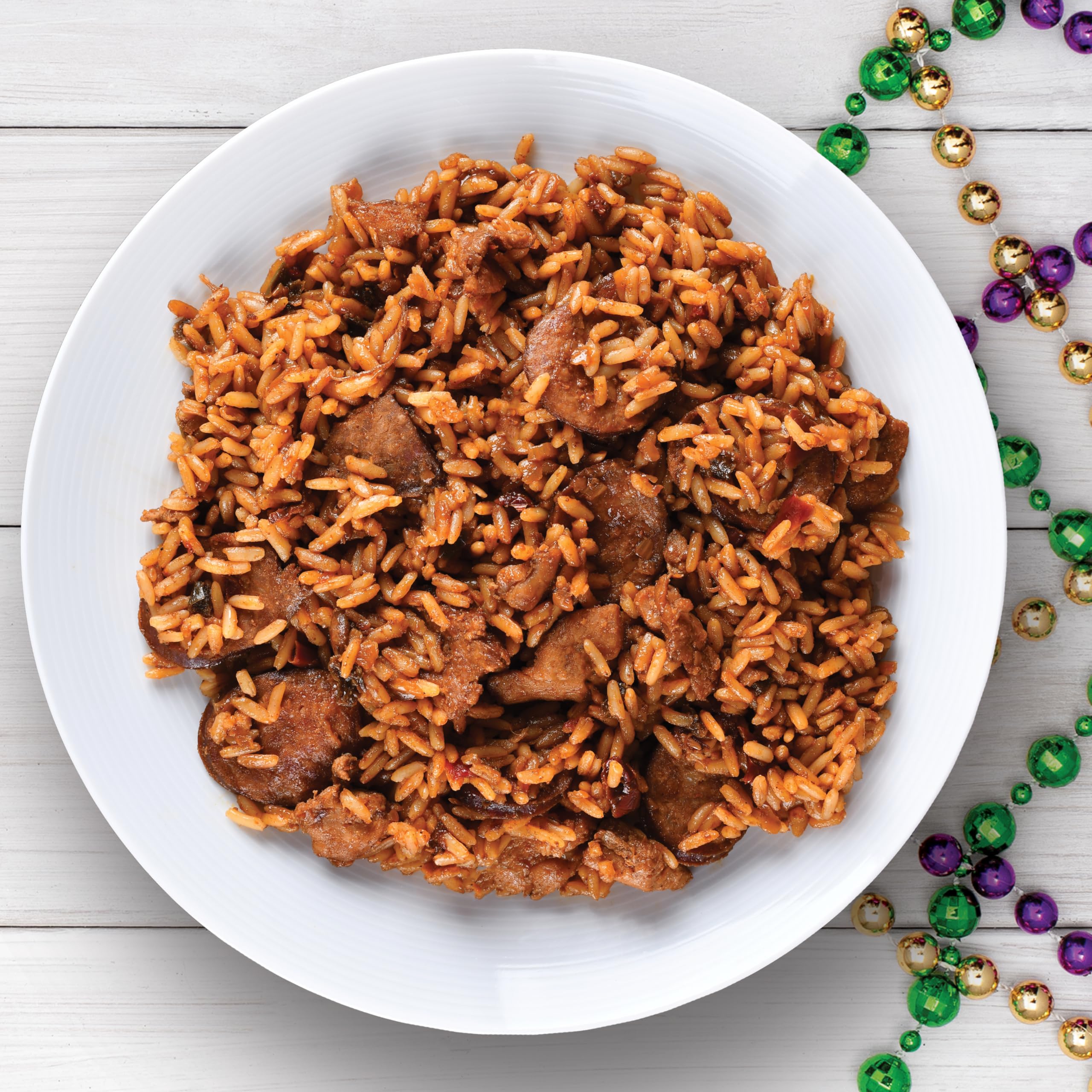 Jambalaya Girl seasoned rice close-up showing fully blended grains and visible seasoning