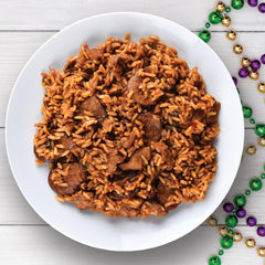 Jambalaya Girl seasoned rice close-up showing fully blended grains and visible seasoning