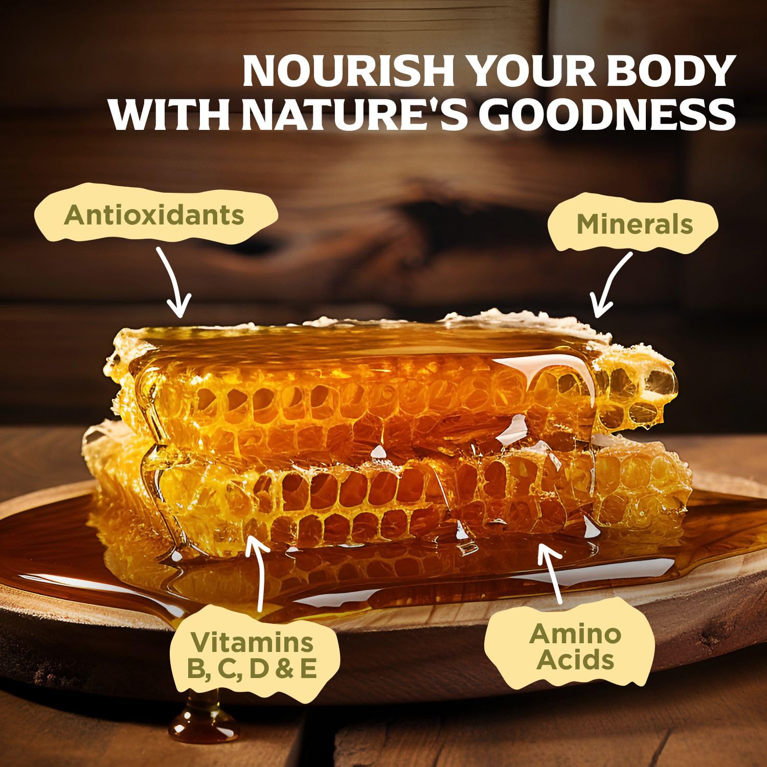 Jamie's Hive To Table comb beside ruler for scale illustrating portion size