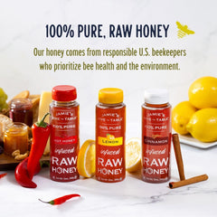Jamie's Hive to Table cinnamon honey on spoon showing warm color and creamy consistency