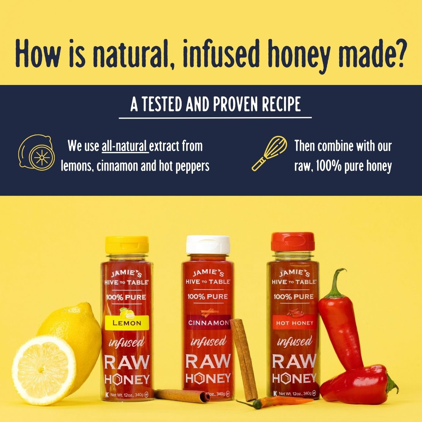 Jamie's Hive to Table hot honey drizzle over chicken offering spicy-sweet finishing touch