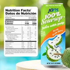Jans soursop juice can opened to reveal liquid and pulp for immediate refreshment