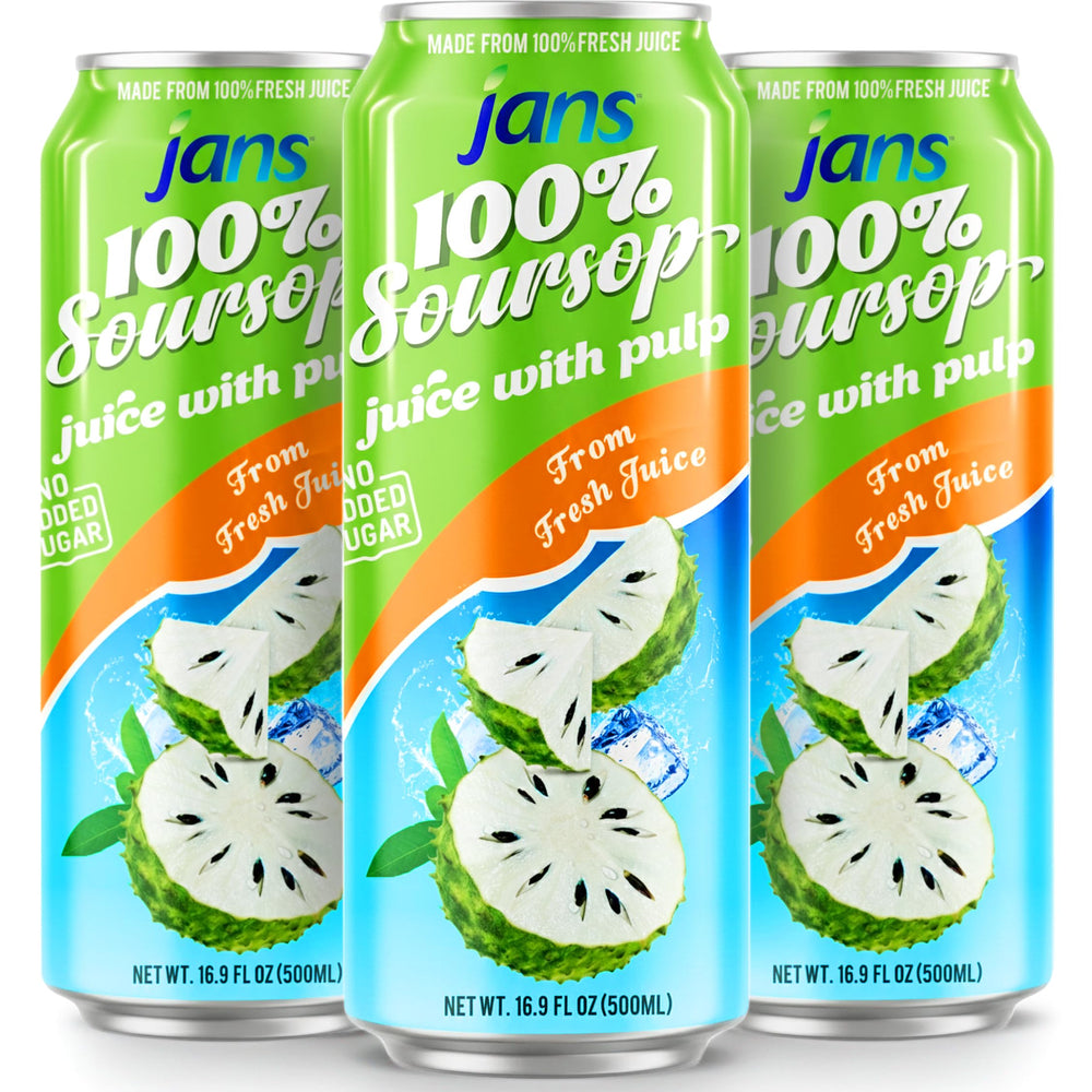 JANS soursop juice pantry stacked pack illustrating bulk storage convenience