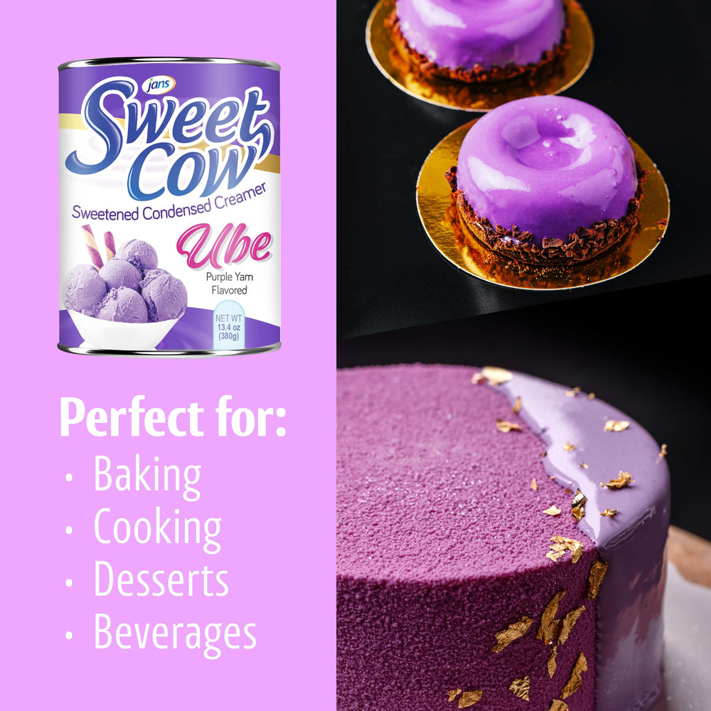 Jans ube condensed milk drizzled on halo-halo showcasing authentic Filipino flavor