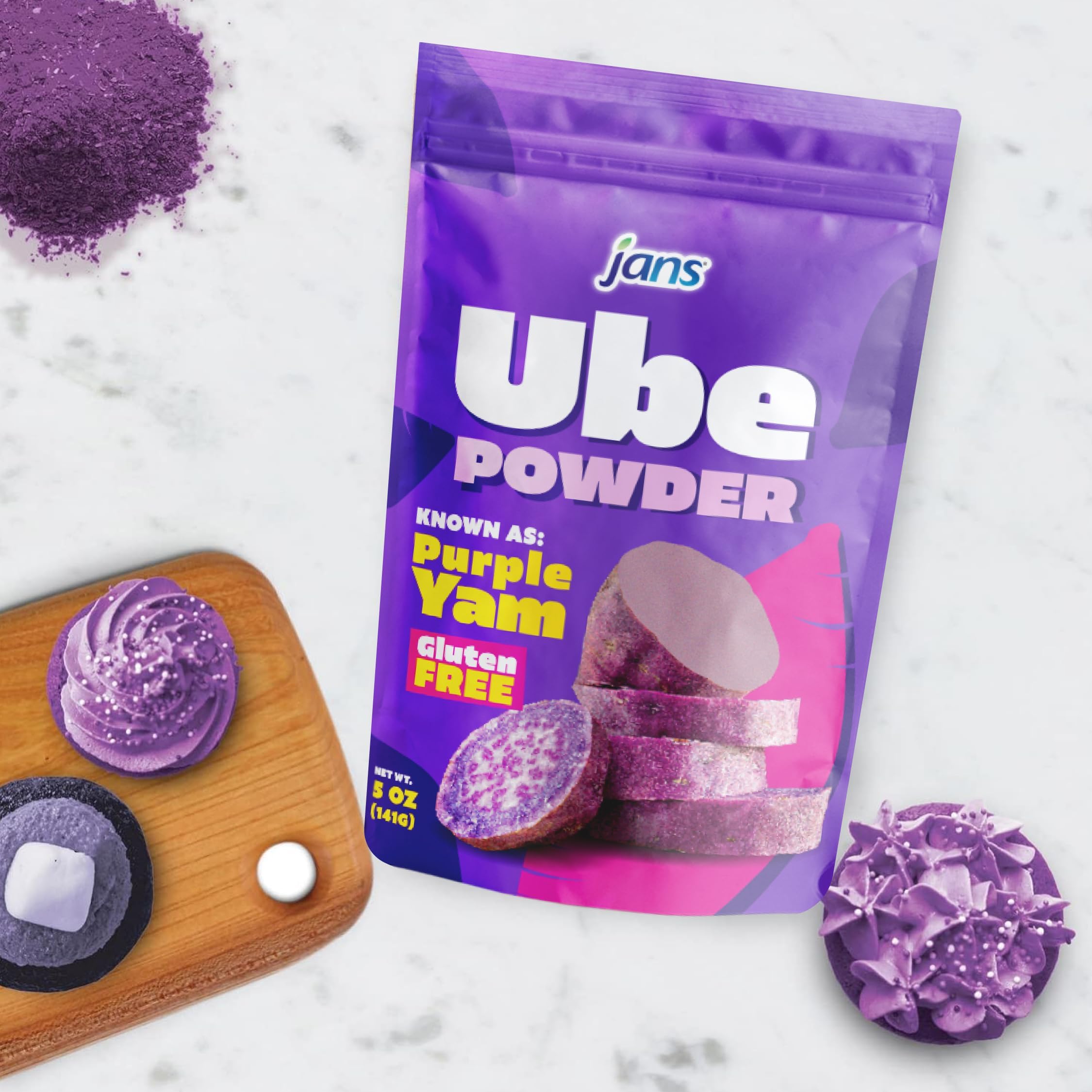 Rehydrated ube paste made from Jans powder on plate — benefit ready-to-use texture