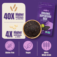 Jasberry cooked purple rice closeup highlighting soft texture and visual appeal