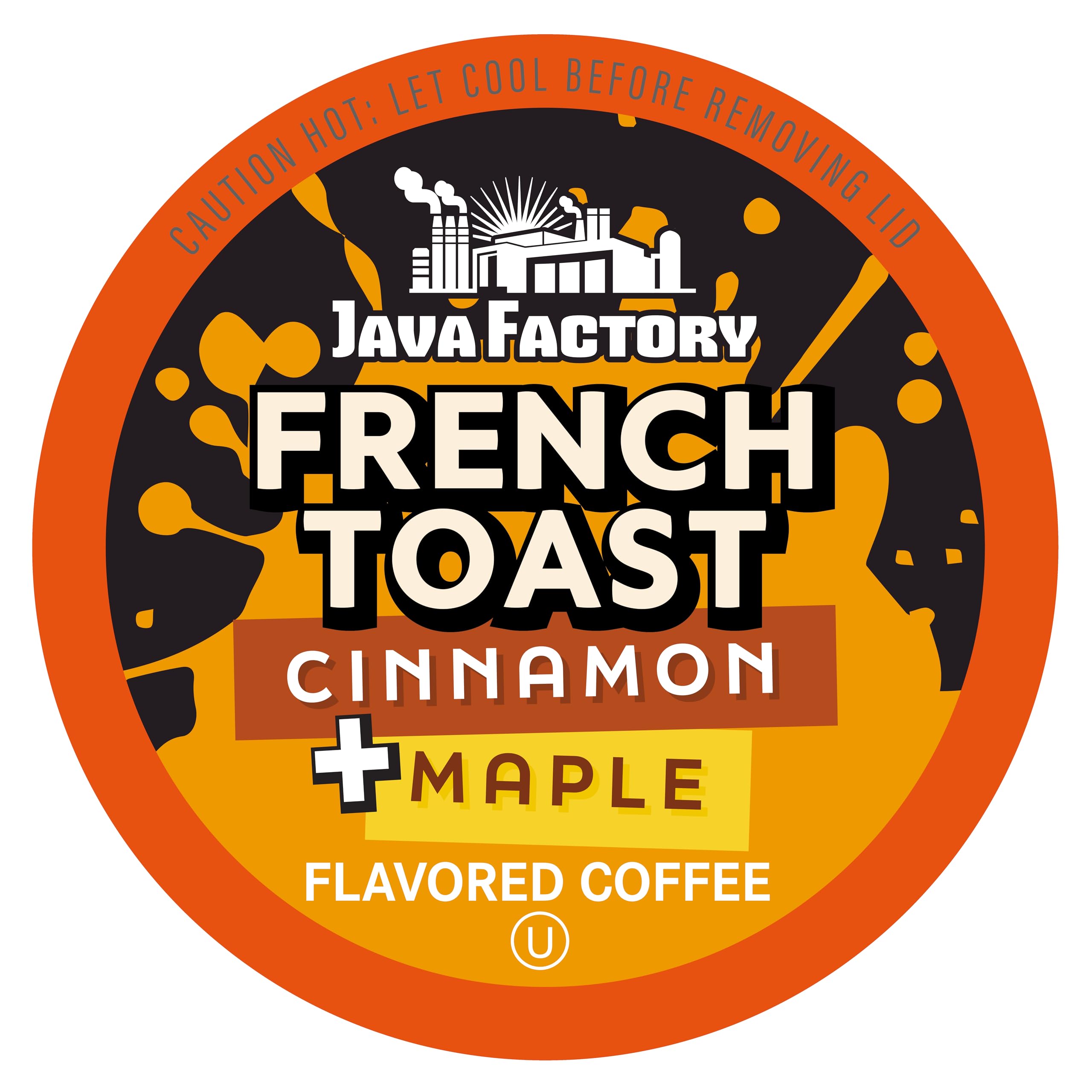 Java Factory front box showing cinnamon and maple flavor and 80 count convenience