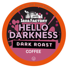 Java Factory front packaging showing bold dark roast and 40-count convenience
