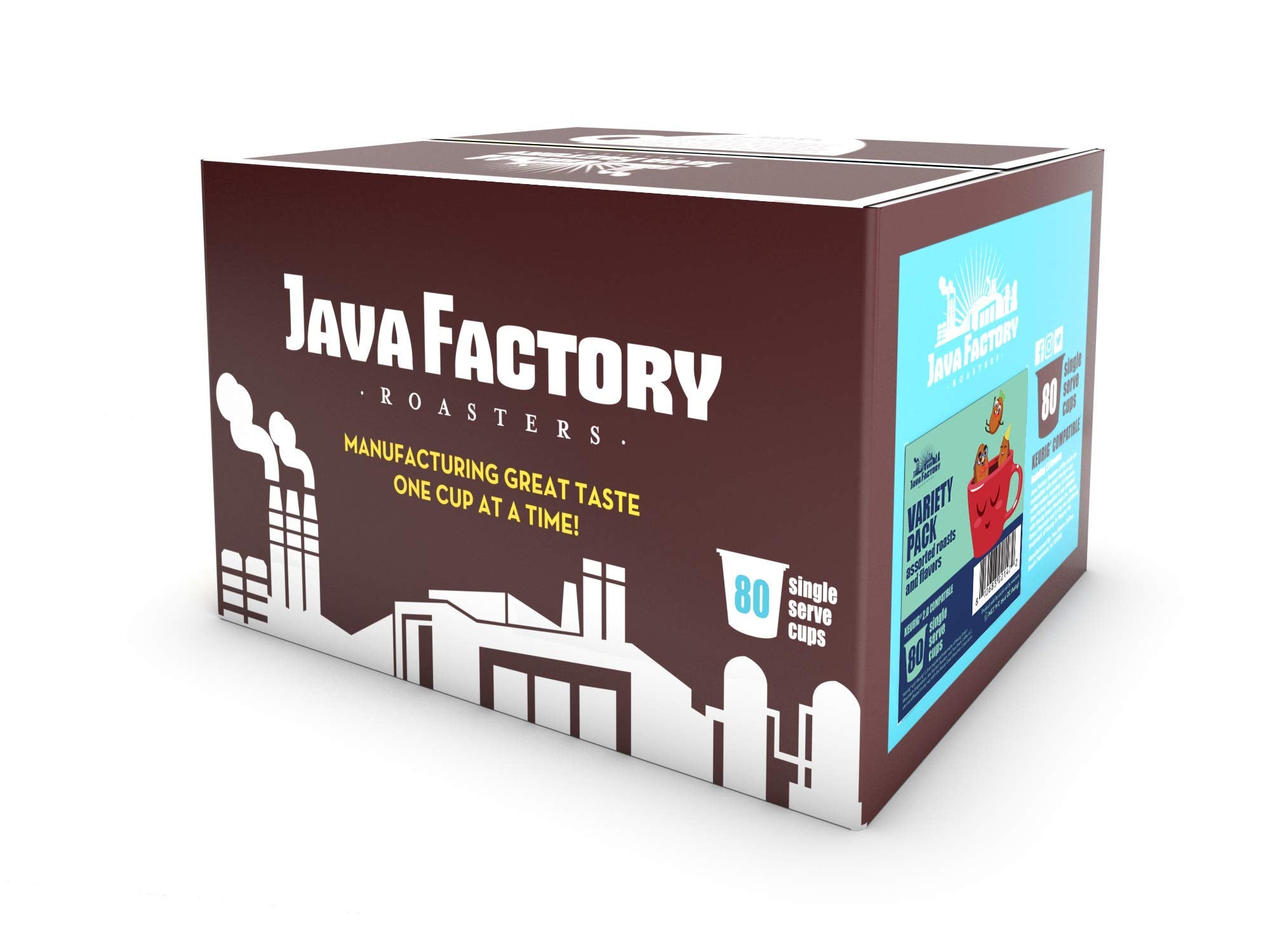 Java Factory pod inside Keurig-style brewer brewing a fresh cup fast