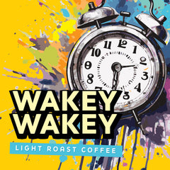 Java Factory pod label detail highlighting Wakey Wakey light roast branding