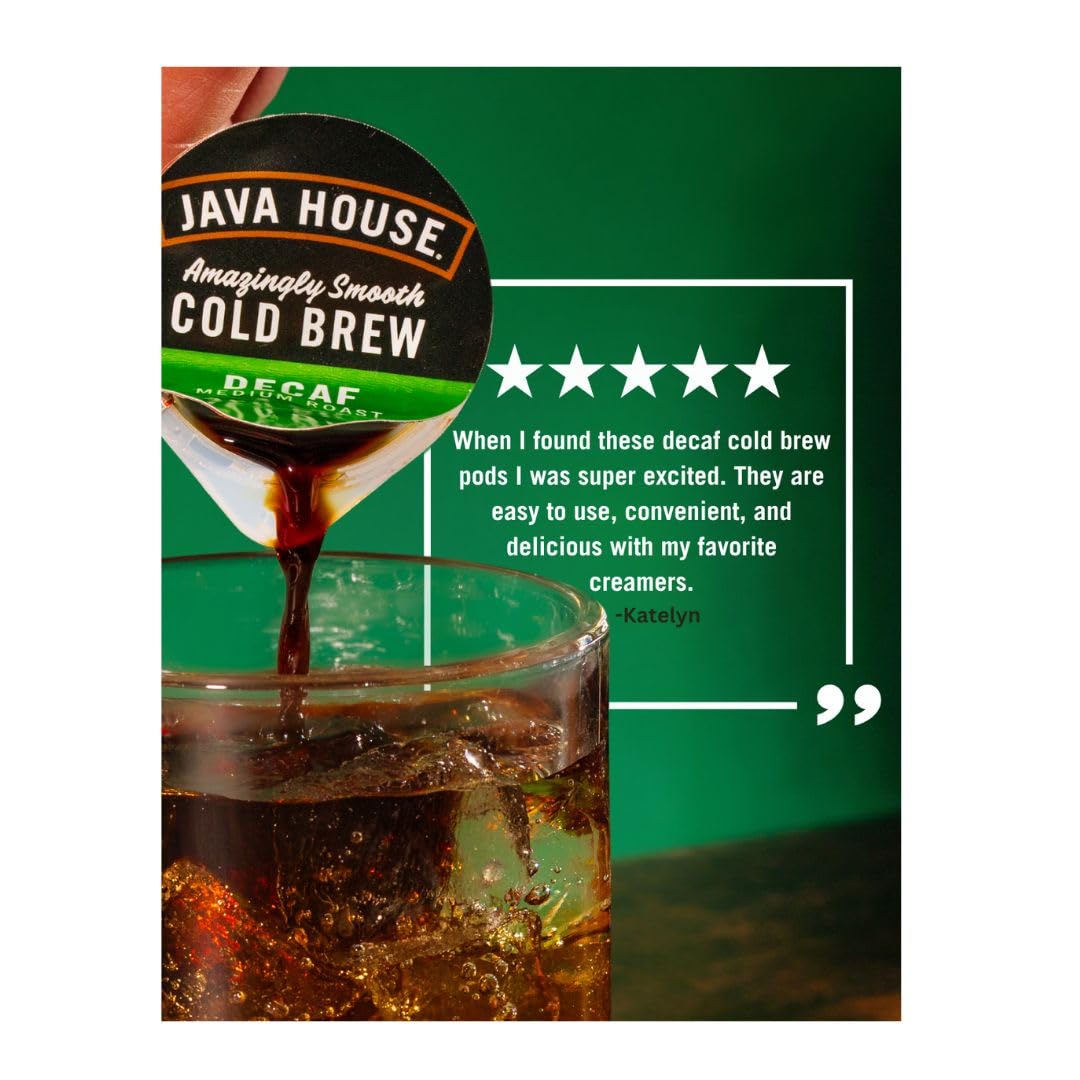 Java House coffee beans beside pod to show Arabica quality and portion size