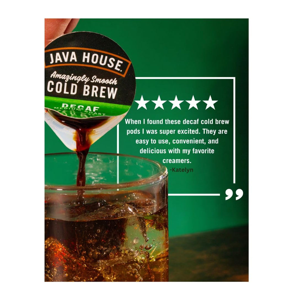 Java House coffee beans beside pod to show Arabica quality and portion size
