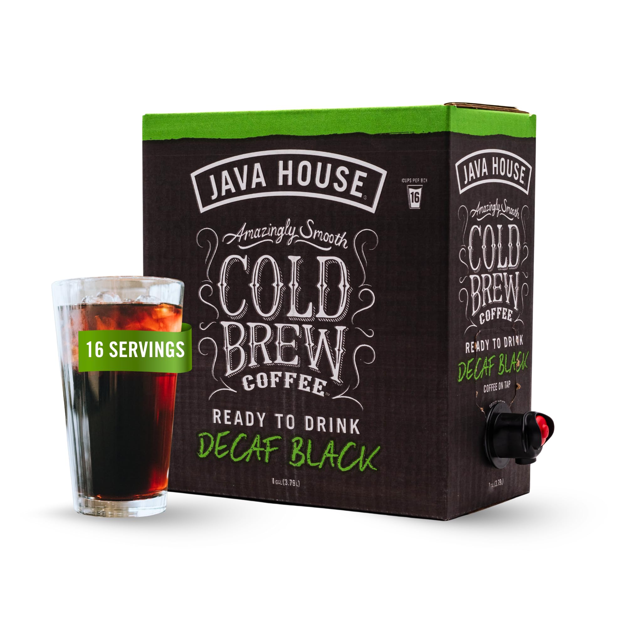 Java House front box showing product benefit of ready-to-pour convenience