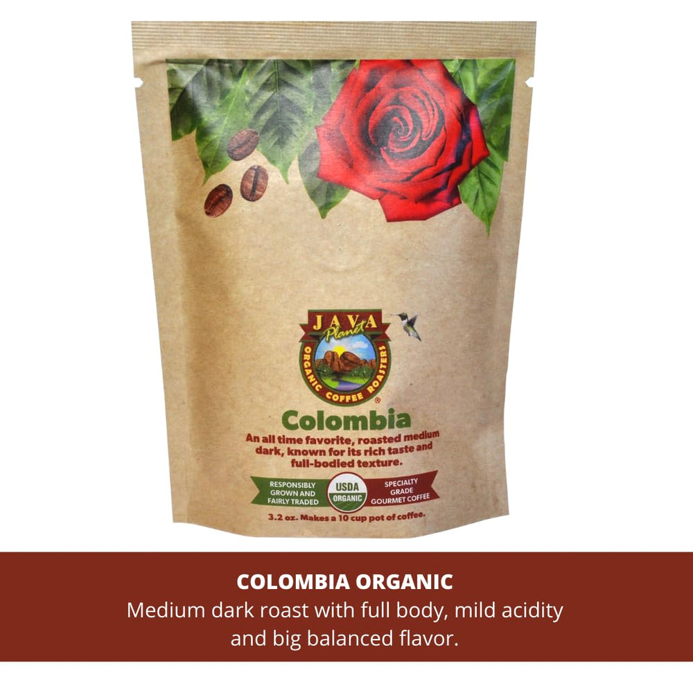 Java Planet bag label detail showing organic certification and origin info