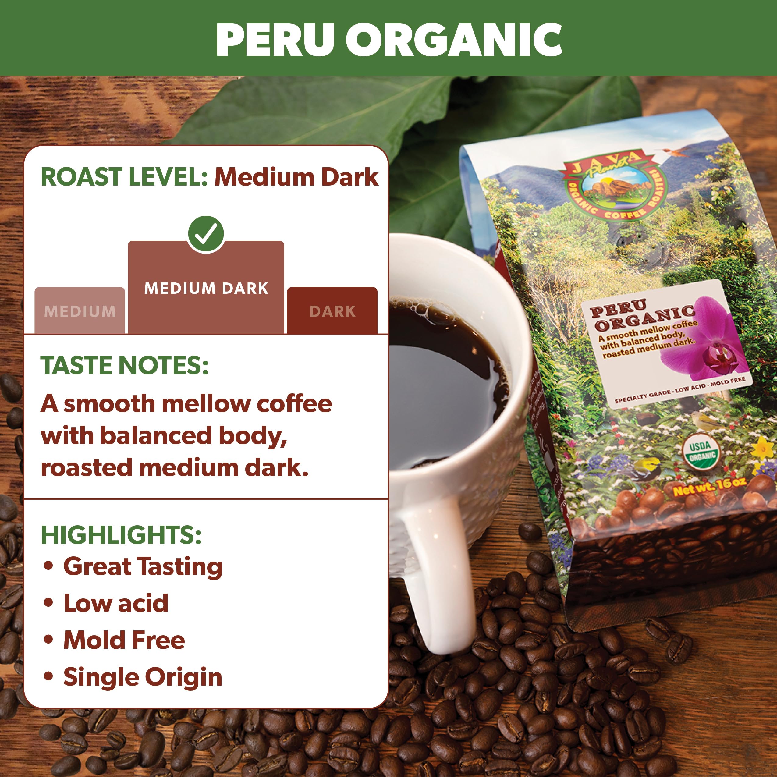 Java Planet beans in hand demonstrating whole-bean freshness and control
