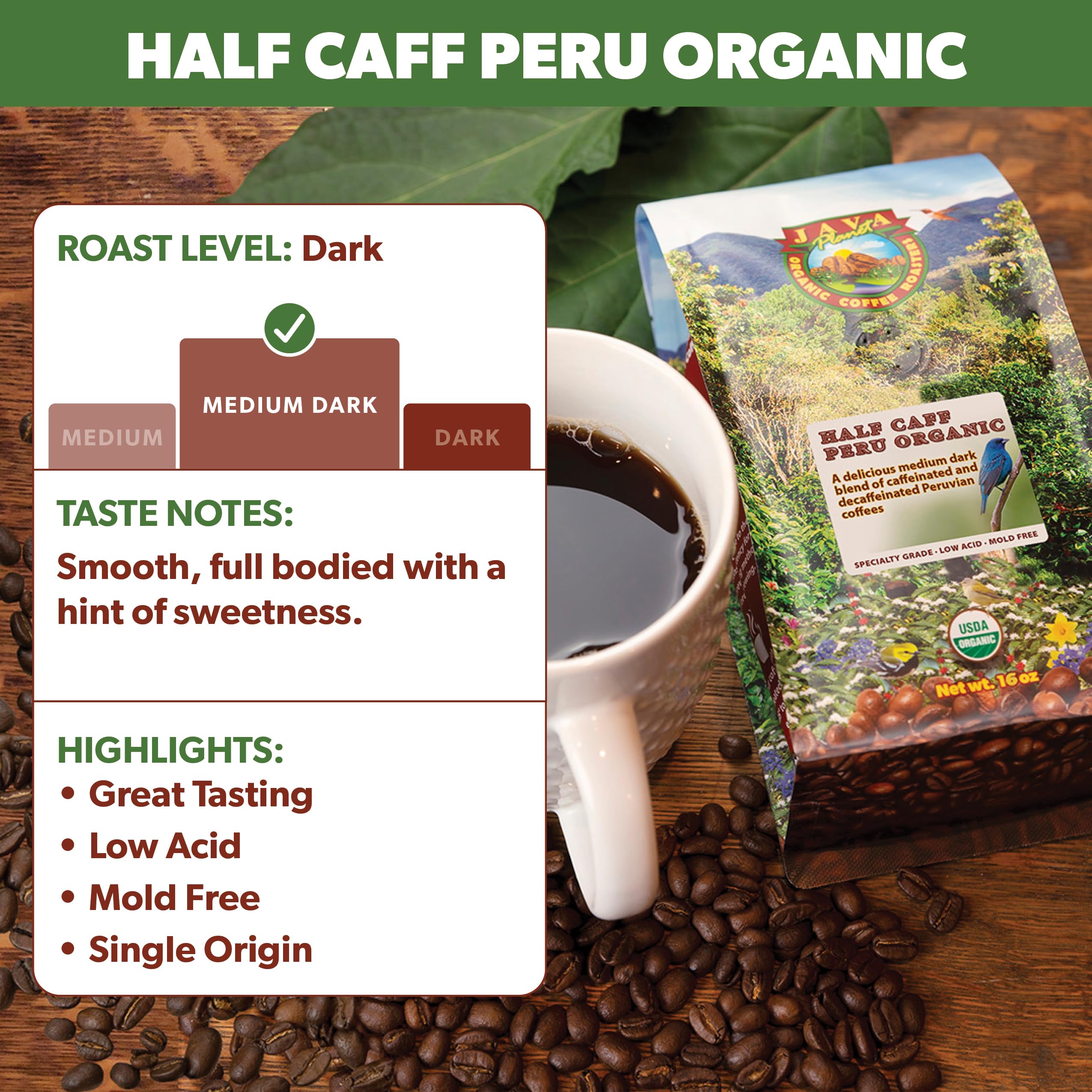Java Planet close-up whole beans highlighting rich texture and flavor
