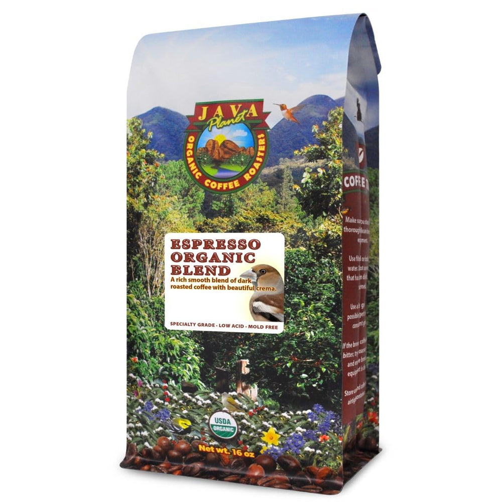 Java Planet front packaging 16 oz bag showing product name and dark roast benefit