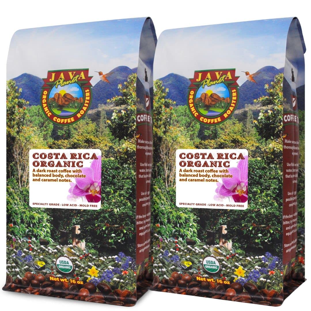 Java Planet front packaging showing 32 oz bag and bold roast benefit
