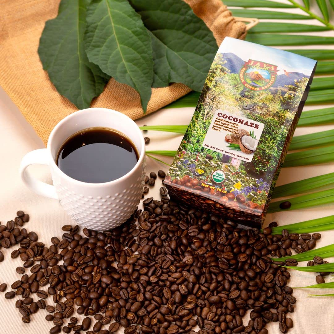 Bag label showing Java Planet organic and testing seals, assures purity and responsible sourcing