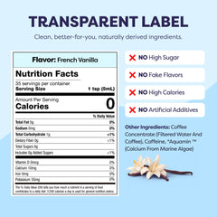 Javvy close-up of label highlighting ingredients and vanilla note for informed choice