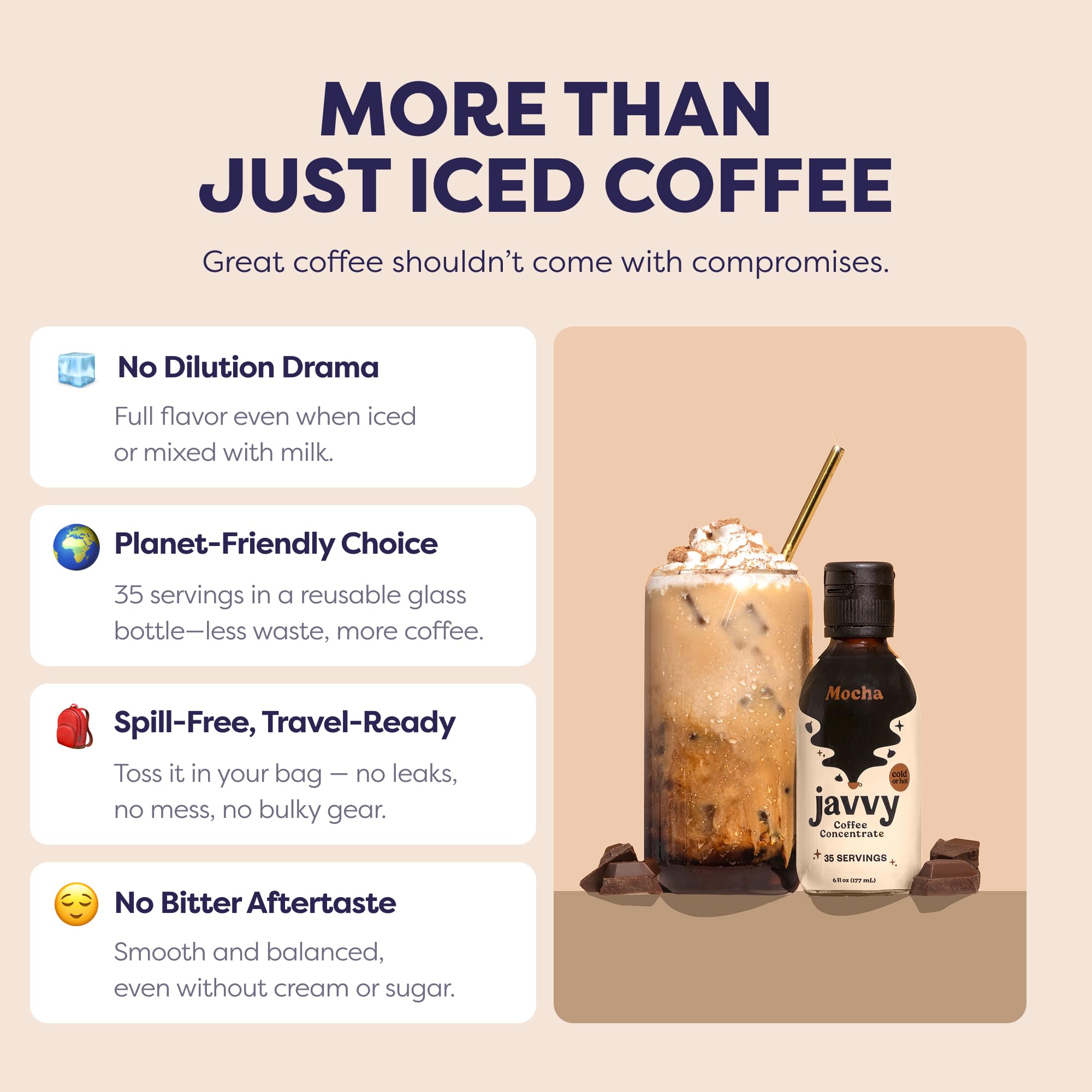 Caramel mocha cocktail made with Javvy concentrate showing versatile use