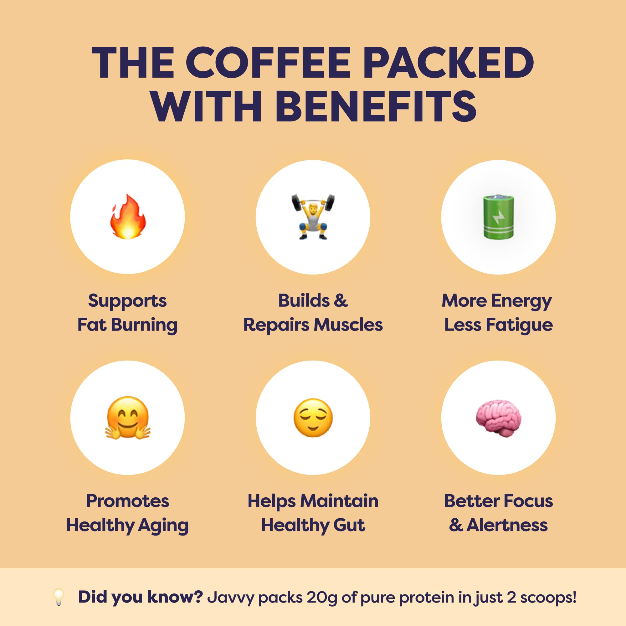 Javvy scoop of Cookie Dough protein coffee powder ready to mix, convenient on-the-go energy