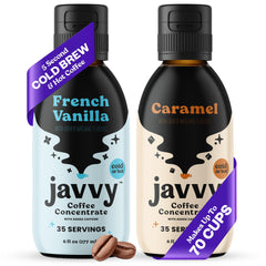 Javvy front packaging showing vanilla and caramel flavor benefit convenience