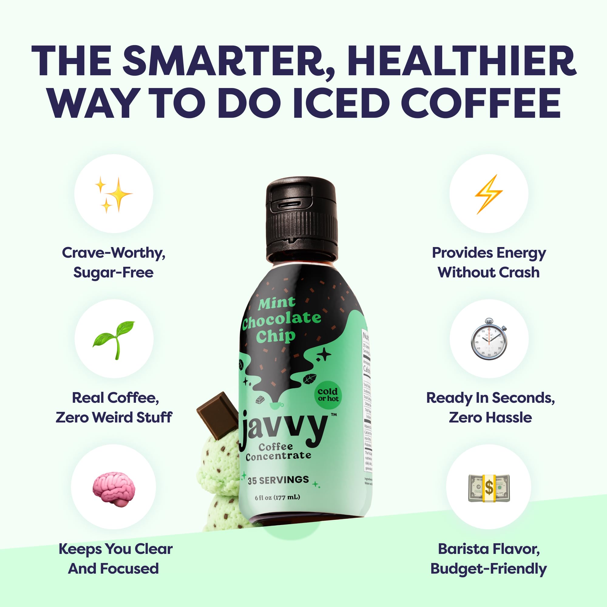 Javvy bottle next to a measuring spoon to show servings and size convenience