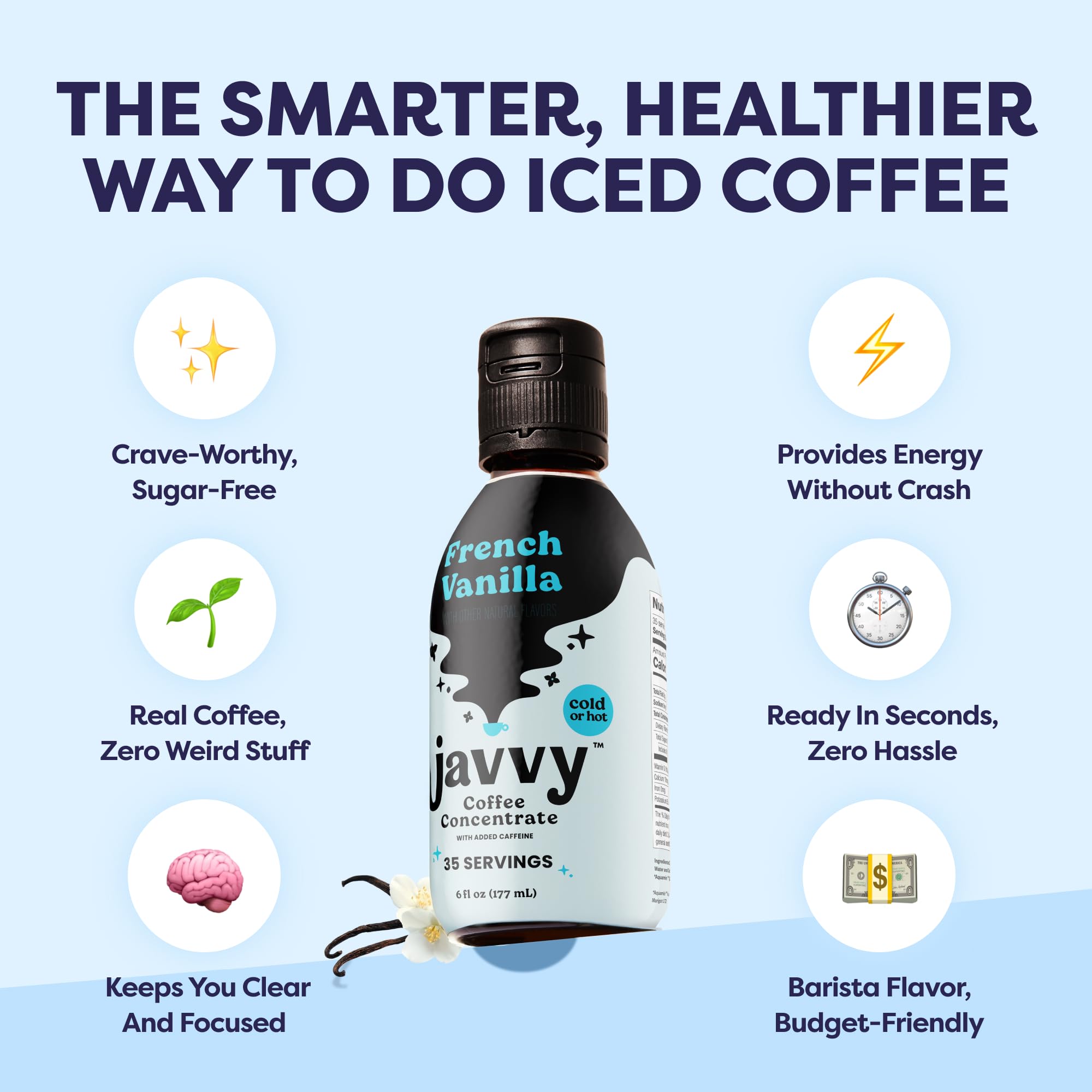 Javvy served iced vanilla latte in glass illustrating café-style cold brew enjoyment