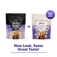 Javvy open jar with scoop highlighting easy serving and convenience